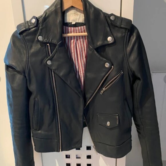 Maje “Bastille” Leather Jacket – Navy Blue – Size FR 36 / US 4 (S) - Picture 2 of 8